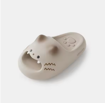 Newest 2026 cute cat eyes slippers with paw print bottom outdoor anti-slip waterproof keep warm winter slippers home fur shoes