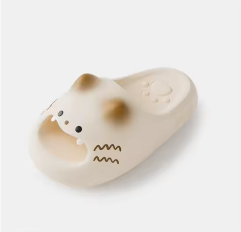 Newest 2026 cute cat eyes slippers with paw print bottom outdoor anti-slip waterproof keep warm winter slippers home fur shoes