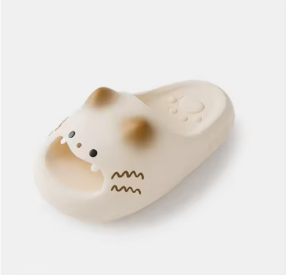 Newest 2026 cute cat eyes slippers with paw print bottom outdoor anti-slip waterproof keep warm winter slippers home fur shoes