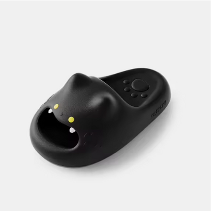 Newest 2026 cute cat eyes slippers with paw print bottom outdoor anti-slip waterproof keep warm winter slippers home fur shoes