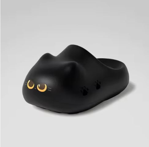 Newest 2026 cute cat eyes slippers with paw print bottom outdoor anti-slip waterproof keep warm winter slippers home fur shoes