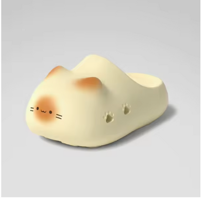 Newest 2026 cute cat eyes slippers with paw print bottom outdoor anti-slip waterproof keep warm winter slippers home fur shoes