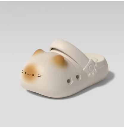 Newest 2026 cute cat eyes slippers with paw print bottom outdoor anti-slip waterproof keep warm winter slippers home fur shoes