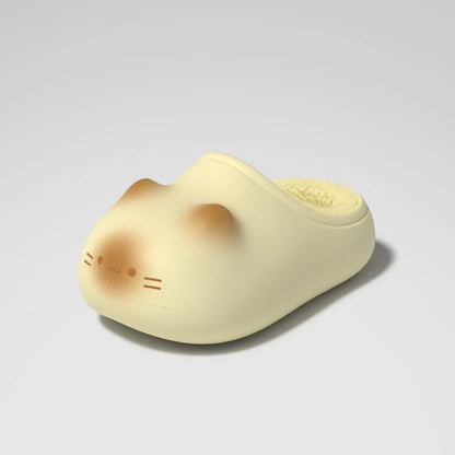 Cat Eye Paw Print Slippers – Warm & Anti-Slip Winter House Shoes