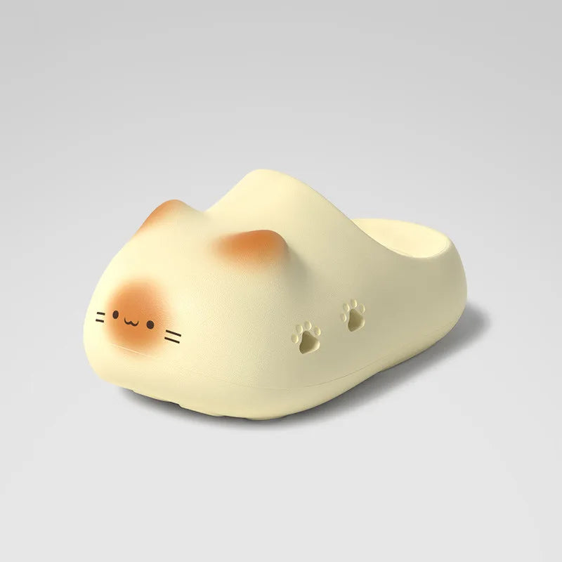 Cat Eye Paw Print Slippers – Warm & Anti-Slip Winter House Shoes