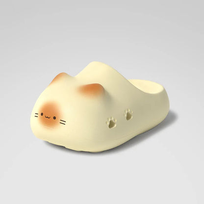 Cat Eye Paw Print Slippers – Warm & Anti-Slip Winter House Shoes