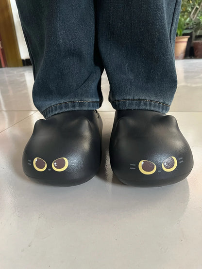 Cat Eye Paw Print Slippers – Warm & Anti-Slip Winter House Shoes