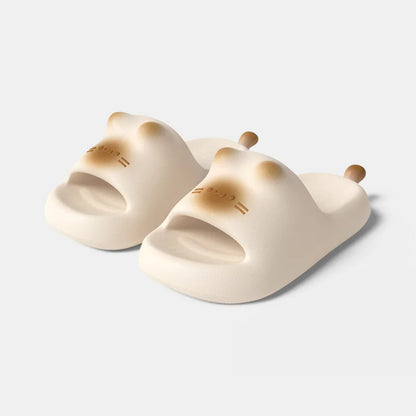Cat Eye Paw Print Slippers – Warm & Anti-Slip Winter House Shoes