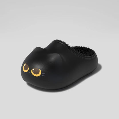Cat Eye Paw Print Slippers – Warm & Anti-Slip Winter House Shoes