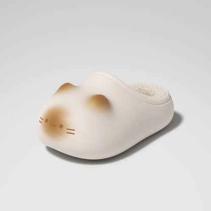 Cat Eye Paw Print Slippers – Warm & Anti-Slip Winter House Shoes