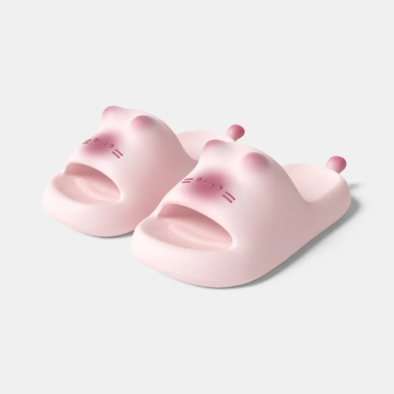Cat Eye Paw Print Slippers – Warm & Anti-Slip Winter House Shoes