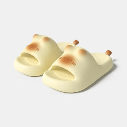 Cat Eye Paw Print Slippers – Warm & Anti-Slip Winter House Shoes