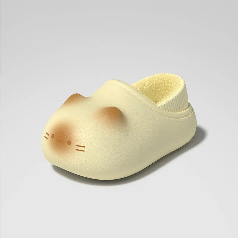 Cat Eye Paw Print Slippers – Warm & Anti-Slip Winter House Shoes