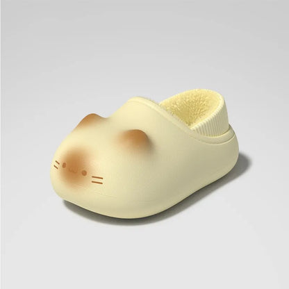 Cat Eye Paw Print Slippers – Warm & Anti-Slip Winter House Shoes