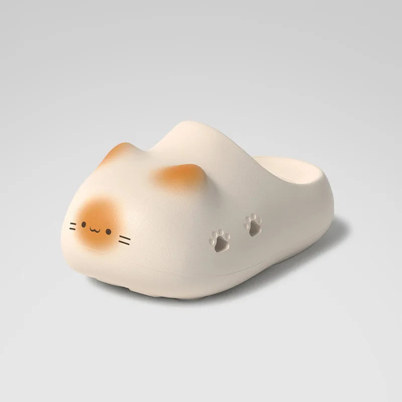Cat Eye Paw Print Slippers – Warm & Anti-Slip Winter House Shoes