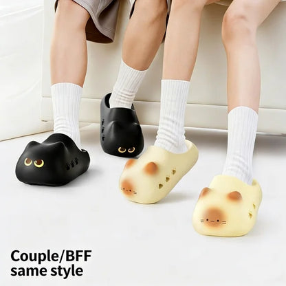 Cat Eye Paw Print Slippers – Warm & Anti-Slip Winter House Shoes